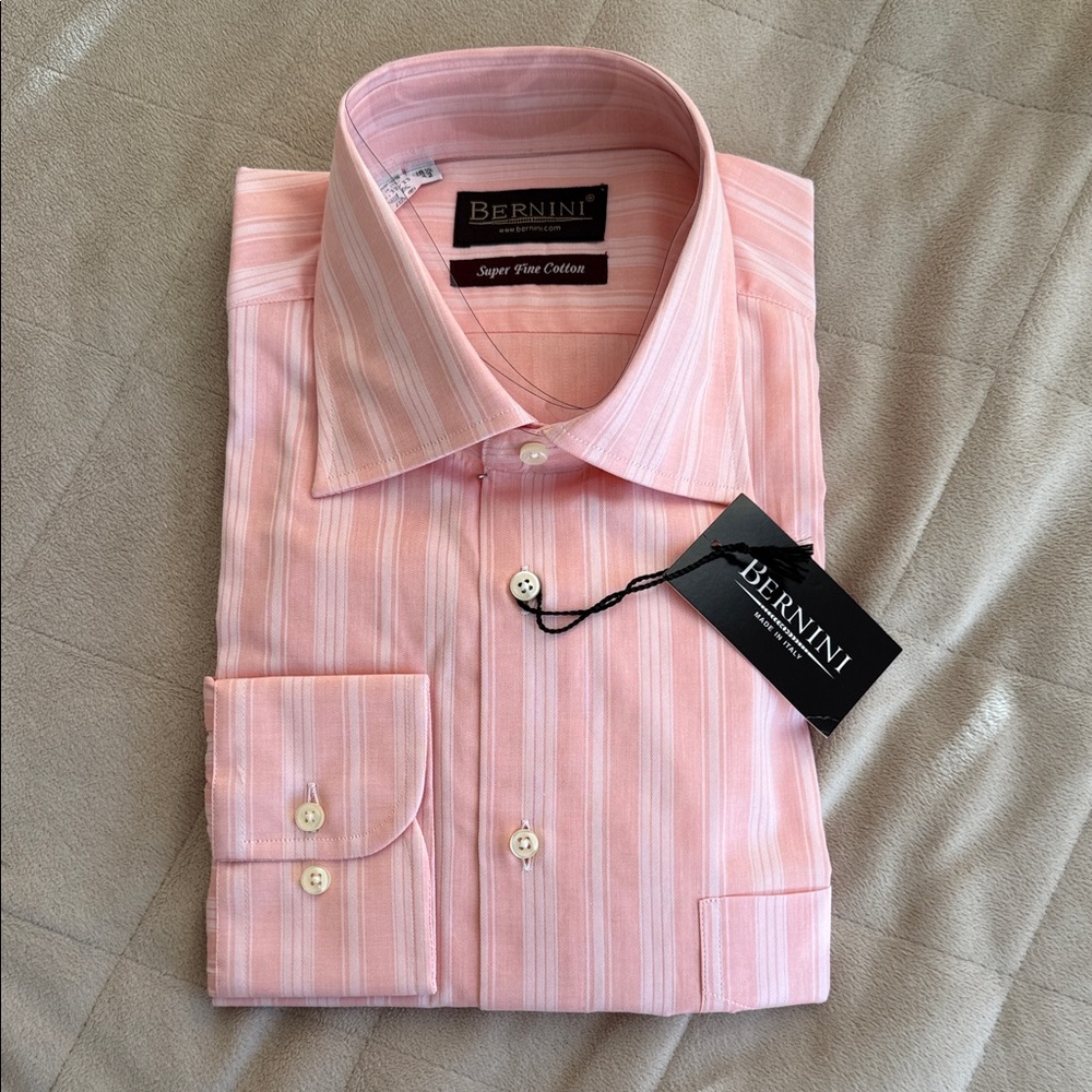 BERNINI Italy, Men's Pink Striped Shirt